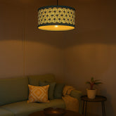 Geometric Dual Layer Fabric Lampshade with Suspension